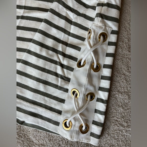 Ralph Lauren XS petit Stripe short sleeve top with laces cotton Womens NWT $69 - Picture 3 of 7